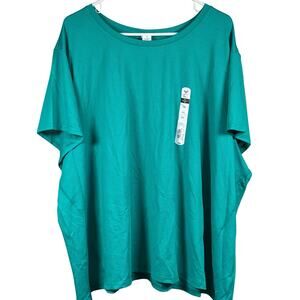 NWT Xersion Top Women’s 5X Green Short Sleeve Athletic Activewear Quick-Dri